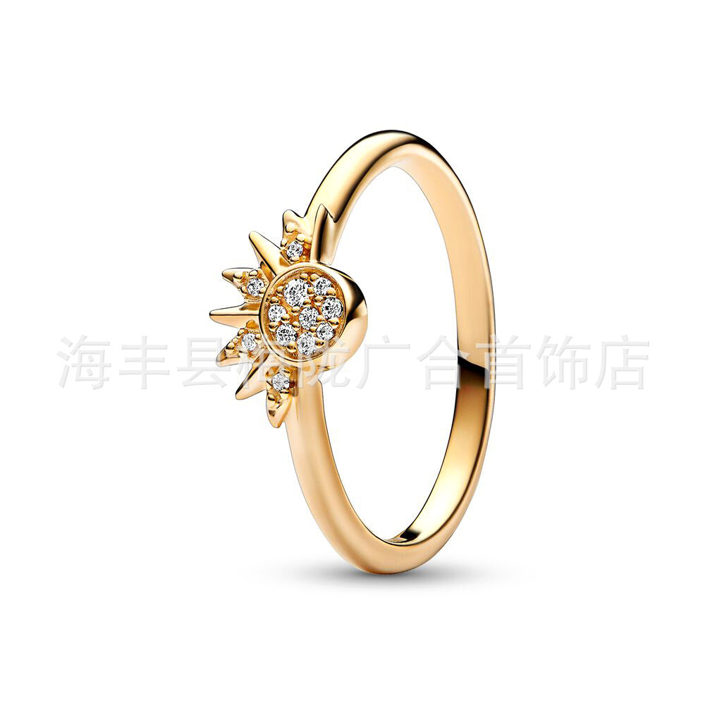 S925 Silver New Moon and Sun Love Ring Series