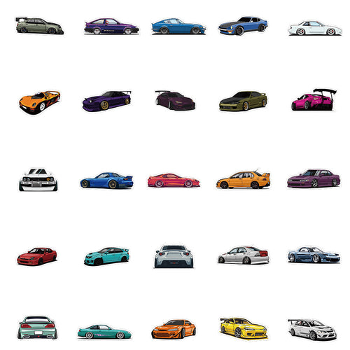 100 Cartoon Car Stickers for Laptop and Phone Decor