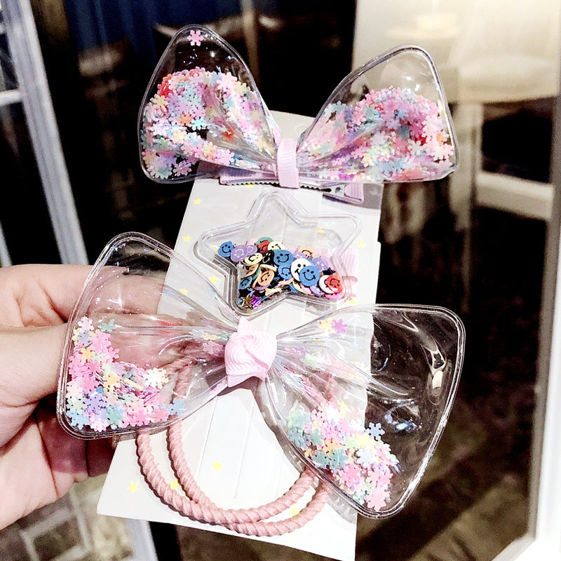 Transparent Hairpin with Flow Sofa Clip and Bow Star