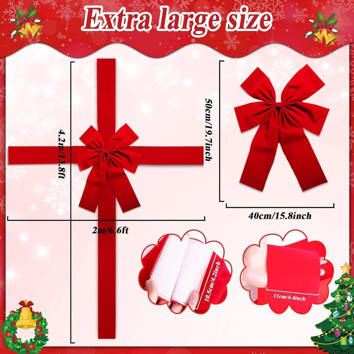 Christmas Door Hanging Bow Ribbon