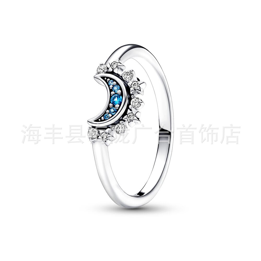 S925 Silver New Moon and Sun Love Ring Series
