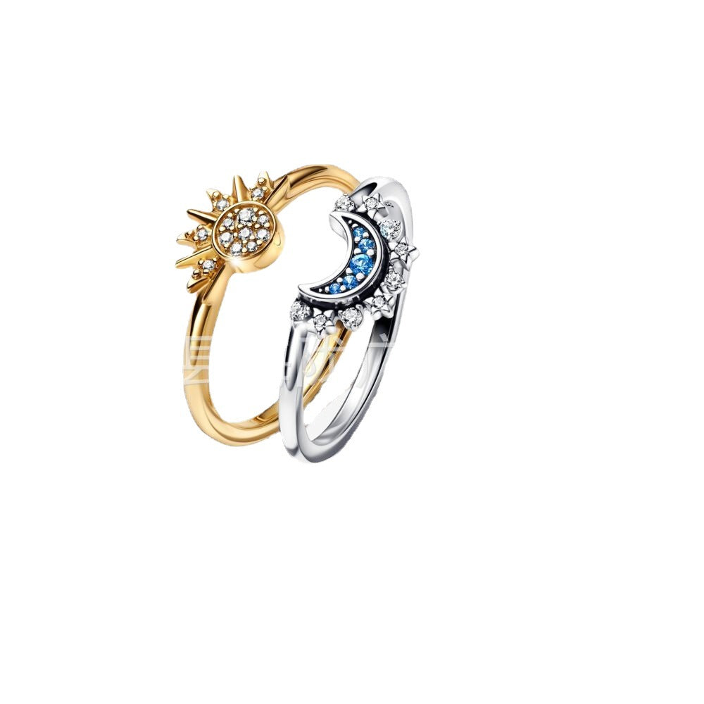 S925 Silver New Moon and Sun Love Ring Series