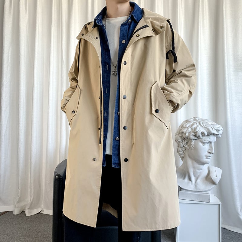 Men's Casual Mid Length Windbreaker Jacket