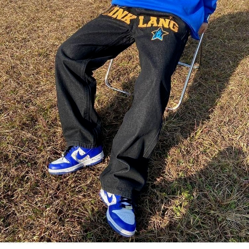 Retro American Hip-Hop Wide Leg Jeans for Men
