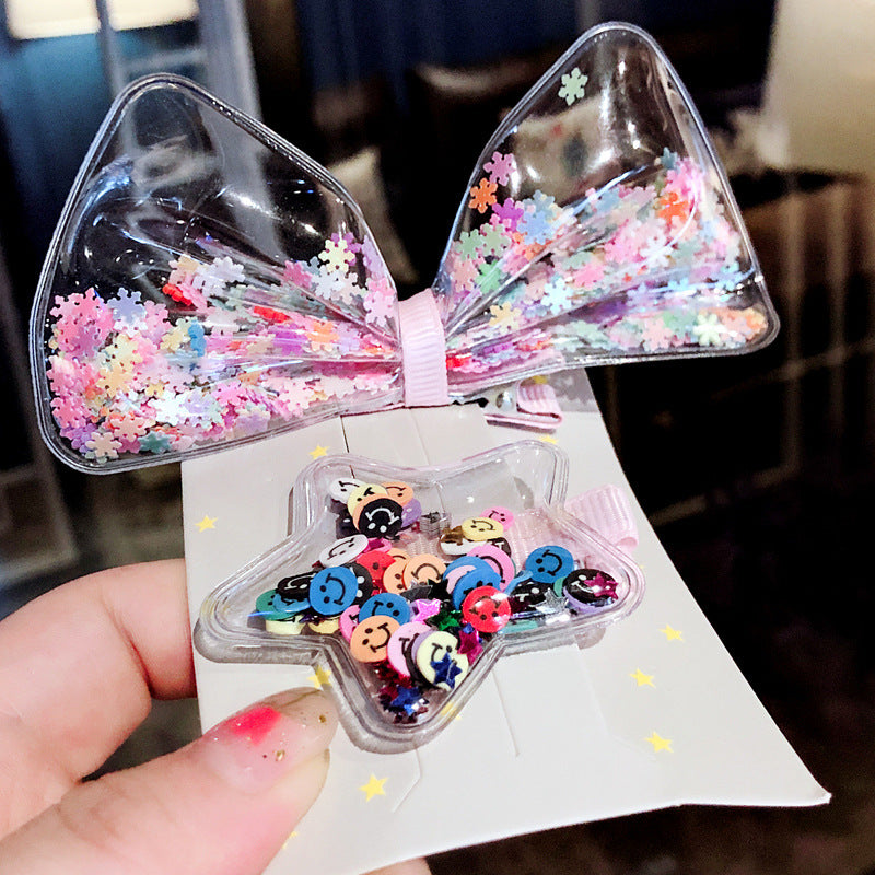 Transparent Hairpin with Flow Sofa Clip and Bow Star